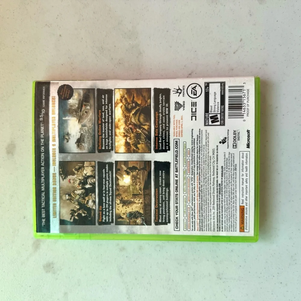 Microsoft Xbox 360 Battlefield Bad Company 2 Video Game NOT TESTED